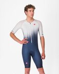 CASTELLI Kolesarski kombinezon - CORE TRI SUIT SHORT SLEEVE - modra/bela