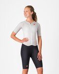 CASTELLI Kolesarski kombinezon - FREE SANREMO 3 W SUIT SHORT SLEEVE - bela/srebrna/črna