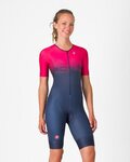 CASTELLI Kolesarski kombinezon - CORE TRI W SUIT SHORT SLEEVE - modra/rožnata