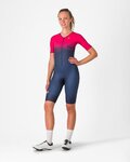 CASTELLI Kolesarski kombinezon - CORE TRI W SUIT SHORT SLEEVE - modra/rožnata