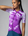 ALÉ Kolesarski dres s kratkimi rokavi - PALM PR-E - ciklama/bela