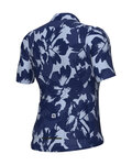 ALÉ Kolesarski dres s kratkimi rokavi - FLOWER PRAGMA - bela/modra