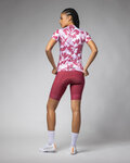 ALÉ Kolesarski dres s kratkimi rokavi - FLOWER PRAGMA - bela/rdeča
