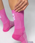 ALÉ Kolesarske klasične nogavice - COLOR BLOCK - rožnata
