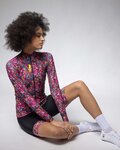 ALÉ Kolesarski dres z dolgimi rokavi zimski - PRAGMA FLOWERY LADY - rožnata/večbarvno