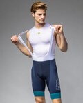 ALÉ Kolesarske kratke hlače z naramnicami - BAHRAIN VICTORIOUS 2024 - modra/bela