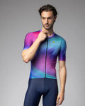ALÉ Kolesarski dres s kratkimi rokavi - AURORA PR-E - rožnata/modra/turkizna