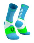 COMPRESSPORT Kolesarske klasične nogavice - ULTRA TRAIL SOCKS V2.0 - modra/zelena