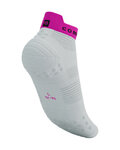 COMPRESSPORT Kolesarske nizke nogavice - PRO RACING V4.0 RUN LOW - bela/rožnata/rumena