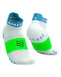 COMPRESSPORT Kolesarske nizke nogavice - PRO RACING SOCKS V4.0 RUN - bela/zelena