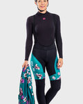 ALÉ Kolesarske dolge hlače z naramnicami - FIORI LADY WINTER - zelena/črna