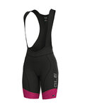 ALÉ Kolesarske kratke hlače z naramnicami - MASTER LADY - črna/rožnata