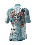 ALÉ Kolesarski dres s kratkimi rokavi - SKULL LADY - svetlo modra