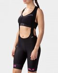 ALÉ Kolesarske kratke hlače z naramnicami - PR-R SELLA PLUS LADY - rožnata/črna