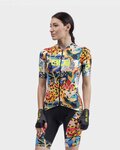 ALÉ Kolesarski dres kratek rokav in kratke hlače - PR-R KENYA LADY - bež/rumena/modra/bela/rdeča/črna