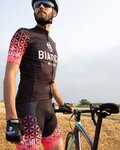 BIANCHI MILANO Kolesarski dres s kratkimi rokavi - PEDASO - rožnata/črna