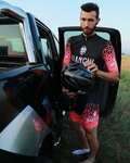 BIANCHI MILANO Kolesarski dres s kratkimi rokavi - PEDASO - rožnata/črna