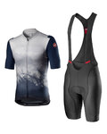 CASTELLI Kolesarski dres kratek rokav in kratke hlače - POLVERE - siva/črna