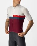 CASTELLI Kolesarski dres s kratkimi rokavi - A BLOCCO - bež/bordo/rdeča/modra