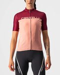 CASTELLI Kolesarski dres s kratkimi rokavi - VELOCISSIMA LADY - bordo/rožnata
