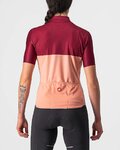 CASTELLI Kolesarski dres s kratkimi rokavi - VELOCISSIMA LADY - bordo/rožnata