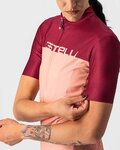 CASTELLI Kolesarski dres s kratkimi rokavi - VELOCISSIMA LADY - bordo/rožnata