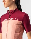 CASTELLI Kolesarski dres s kratkimi rokavi - VELOCISSIMA LADY - bordo/rožnata