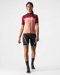 CASTELLI Kolesarski dres s kratkimi rokavi - VELOCISSIMA LADY - bordo/rožnata