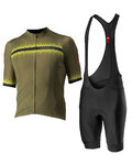 CASTELLI Kolesarski dres kratek rokav in kratke hlače - GRIMPEUR - črna/zelena