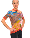 HOLOKOLO Kolesarski dres s kratkimi rokavi - FREE ELITE LADY - oranžna/večbarvno