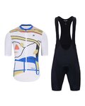 HOLOKOLO Kolesarski dres kratek rokav in kratke hlače - HORIZON ELITE - črna/bela/večbarvno