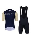 HOLOKOLO Kolesarski dres kratek rokav in kratke hlače - VIBES - črna/slonovina/modra
