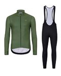 HOLOKOLO Kolesarski dolgi dres in hlače - PHANTOM WINTER - črna/zelena