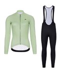 HOLOKOLO Kolesarski dolgi dres in hlače - PHANTOM LADY WINTER - svetlo zelena/črna