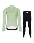 HOLOKOLO Kolesarski dolgi dres in hlače - PHANTOM LADY WINTER - svetlo zelena/črna