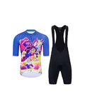 HOLOKOLO Kolesarski dres kratek rokav in kratke hlače - VOYAGE - večbarvno/modra