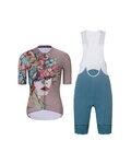 RIVANELLE Kolesarski dres kratek rokav in kratke hlače - MADAM FLOWER - večbarvno/zelena