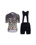 RIVANELLE Kolesarski dres kratek rokav in kratke hlače - WILDCAT  - rjava/črna