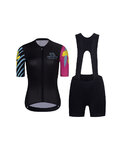 RIVANELLE Kolesarski dres kratek rokav in kratke hlače - MEDITATION  - črna/rožnata