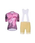 RIVANELLE Kolesarski dres kratek rokav in kratke hlače - ROSESCAPE - bež/vijolična