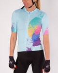 HOLOKOLO Kolesarski dres kratek rokav in kratke hlače - SURPRISED ELITE LADY - svetlo modra/črna