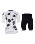 HOLOKOLO Kolesarski dres kratek rokav in kratke hlače - CALM ELITE LADY - bela/črna/siva
