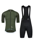 MONTON Kolesarski dres kratek rokav in kratke hlače - TRAVELER MAX - črna/zelena