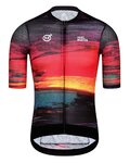 MONTON Kolesarski dres s kratkimi rokavi - SKULL SUNSET - črna/rdeča