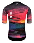 MONTON Kolesarski dres s kratkimi rokavi - SKULL SUNSET - črna/rdeča