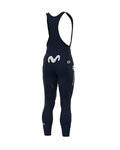 ALÉ Kolesarske dolge hlače z naramnicami - MOVISTAR 2020 WINTER - modra