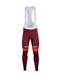 Kolesarske dolge hlače z naramnicami - KATUSHA 2018 SUMMER - bordo/rdeča