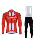 BONAVELO Kolesarski zimski set - SUNWEB 2020 WINTER - rdeča/bela/črna
