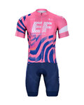 BONAVELO Kolesarski dres kratek rokav in kratke hlače - EDUCATION FIRST 2020 - modra/rožnata
