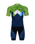 BONAVELO Kolesarski dres kratek rokav in kratke hlače - SLOVENIA - modra/zelena